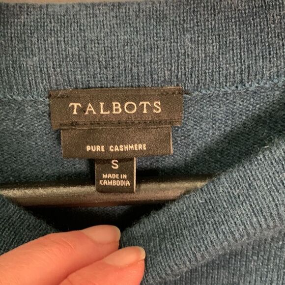 Talbots 100% cashmere blue fitted Crewneck lightweight sweater woman size small - Picture 5 of 7